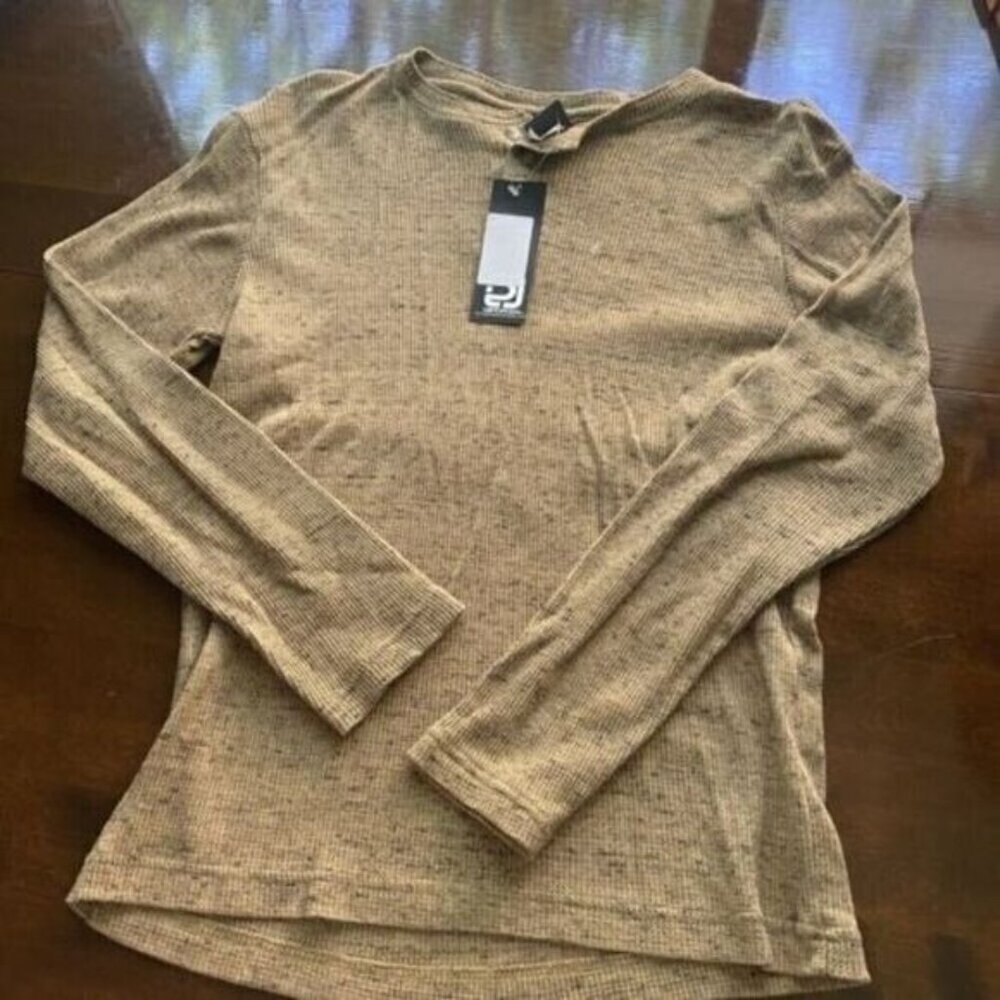 Boy's Khaki Long Sleeve Crew Neck Thermal T-Shirt Cotton Size 10 New